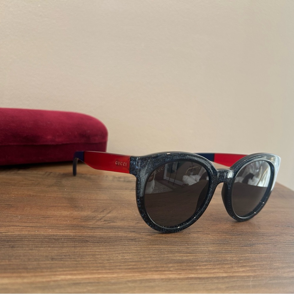 Gucci Blue sparkle  and Red Sunglasses